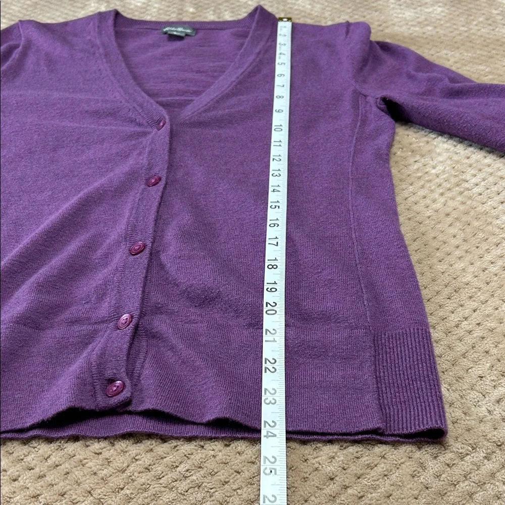 Eddie Bauer Deep Purple V-Neck Cardigan Size M - Picture 4 of 7